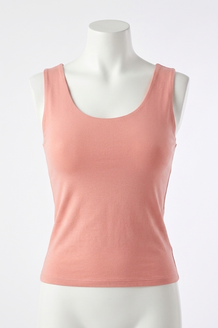 NEW BE COOL basic scoop neck tank - plus in dusty coral